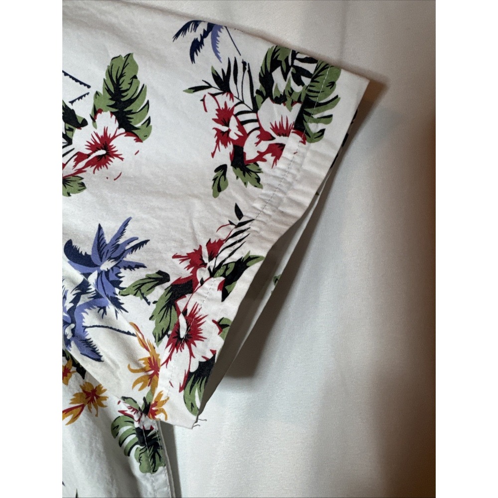 Men's Denim & Flower Short Sleeve Floral Button-Up Cotton Shirt Medium -Slim Fit - Picture 4 of 14